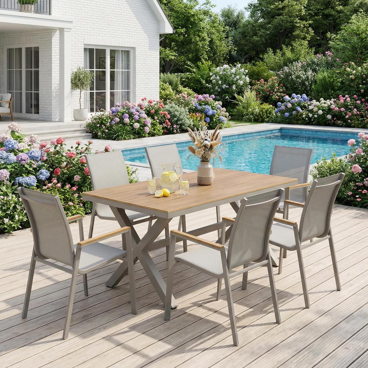 GARTENMÖBELSET WINDY - Beige, Metall - IDIMEX