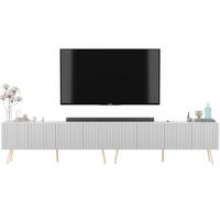 TV-LOWBOARD 2-er Set Elpis Weiß matt mit goldenen Metallbeinen 150 cm - Goldfarben/Weiß, Holzwerkstoff (300/60.5/36.5cm) - Meble Lindner
