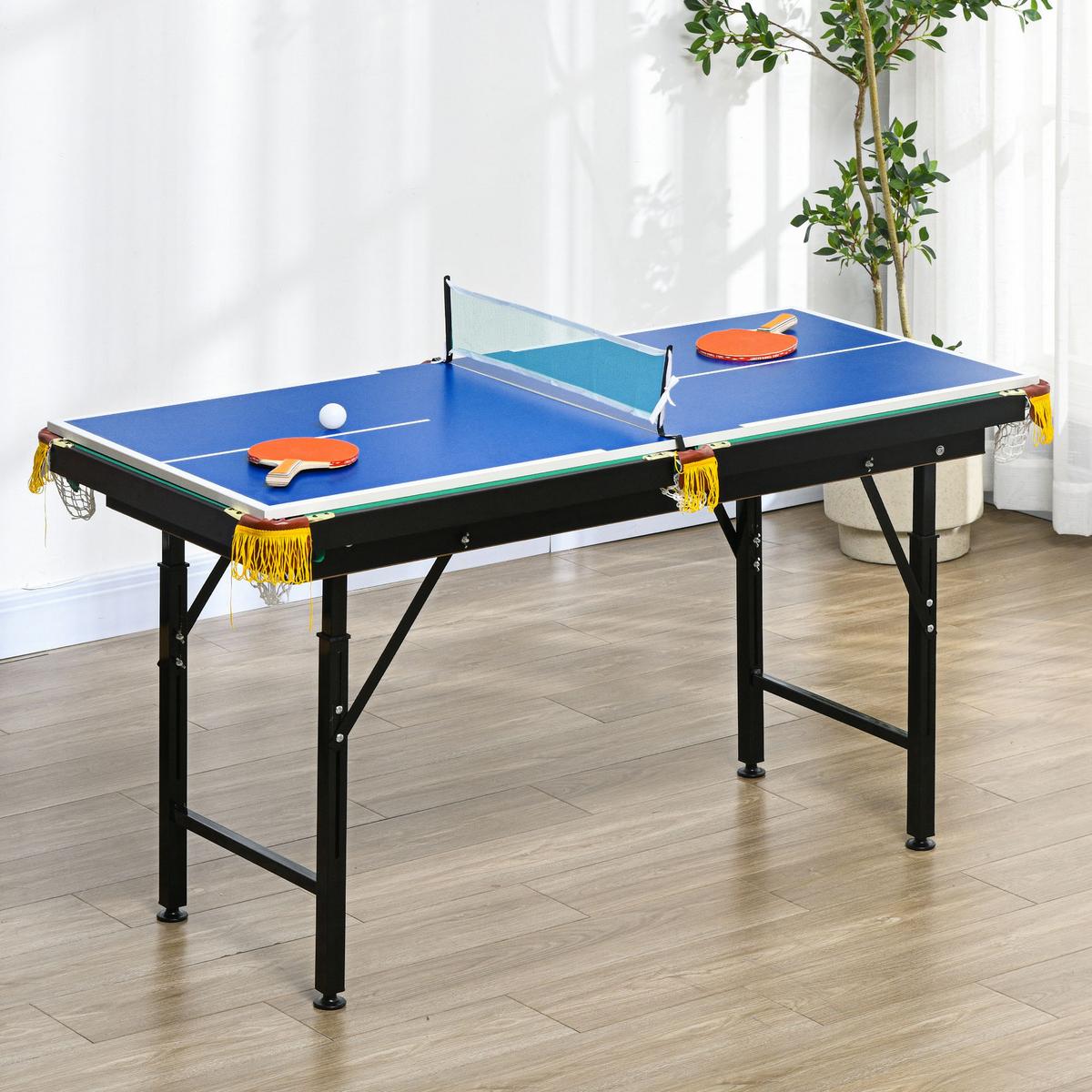 MULTIGAME Spieletisch Multifunktionstisch inkl. Tischtennis Billardtisch Grün - Blau, Holzwerkstoff (63/140cm) - SPORTNOW