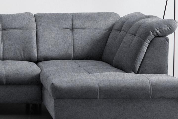 Wohnlandschaft dunkelgrau Schlaffunktion Relaxfunktion Kopfteilverstellung Sitztiefenverstellung Rückenlehne tiefenverstellbar Innenleben Schaumstoff und Wellenunterfederung