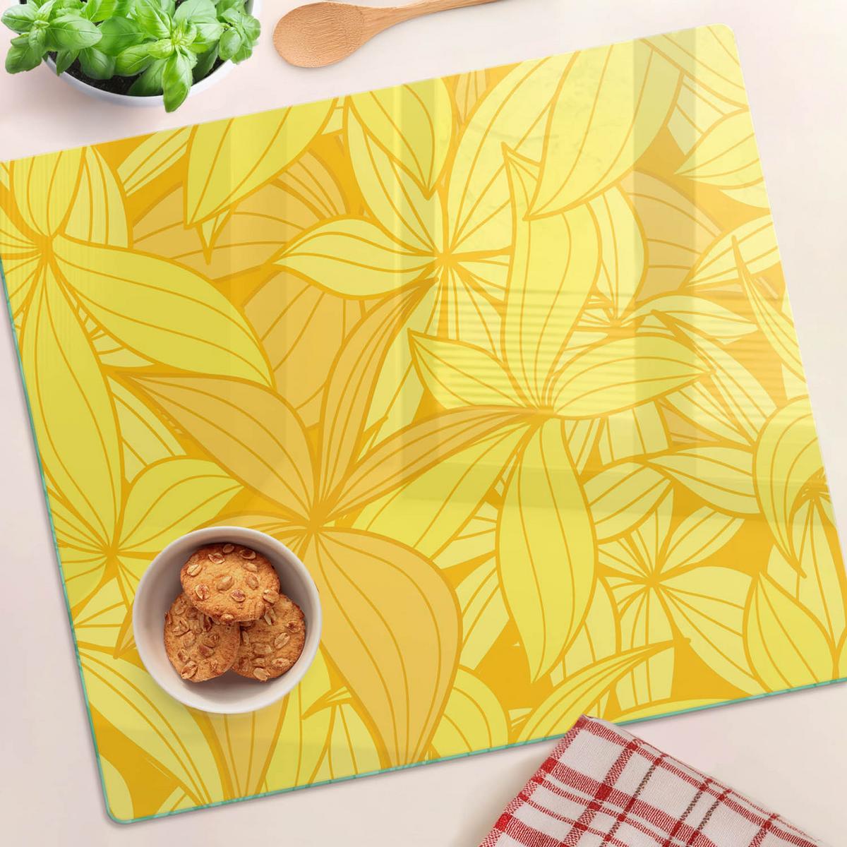 GLASPLATTE 60x52 cm Gelbe Blumen - Gelb, Glas (60/0.4/52cm) - TULUP