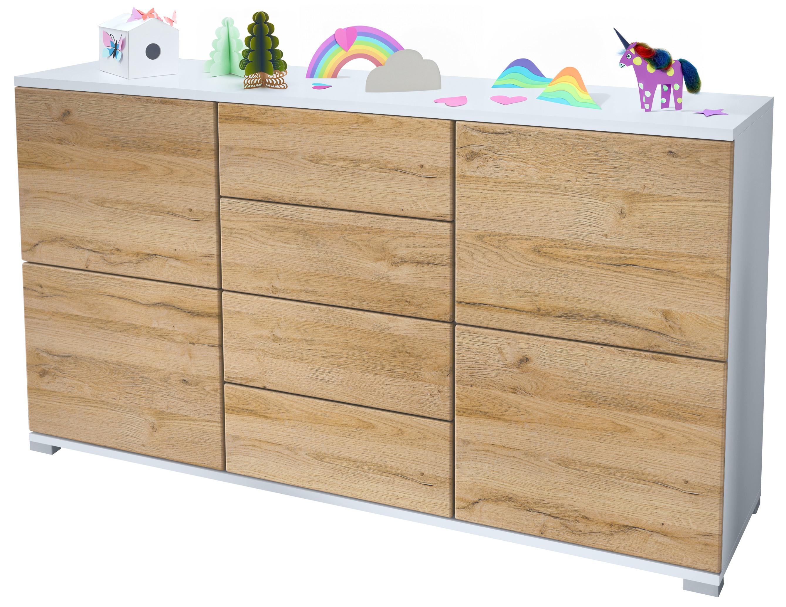 SIDEBOARD Rova Eiche Natur - Eichefarben, Holzwerkstoff (138.5/75.5/35cm) - Vladon