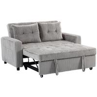 SCHLAFSOFA Polyester Stahl Hellgrau - Hellgrau/Schwarz, Holz/Kunststoff (90/91/157cm) - HOMCOM