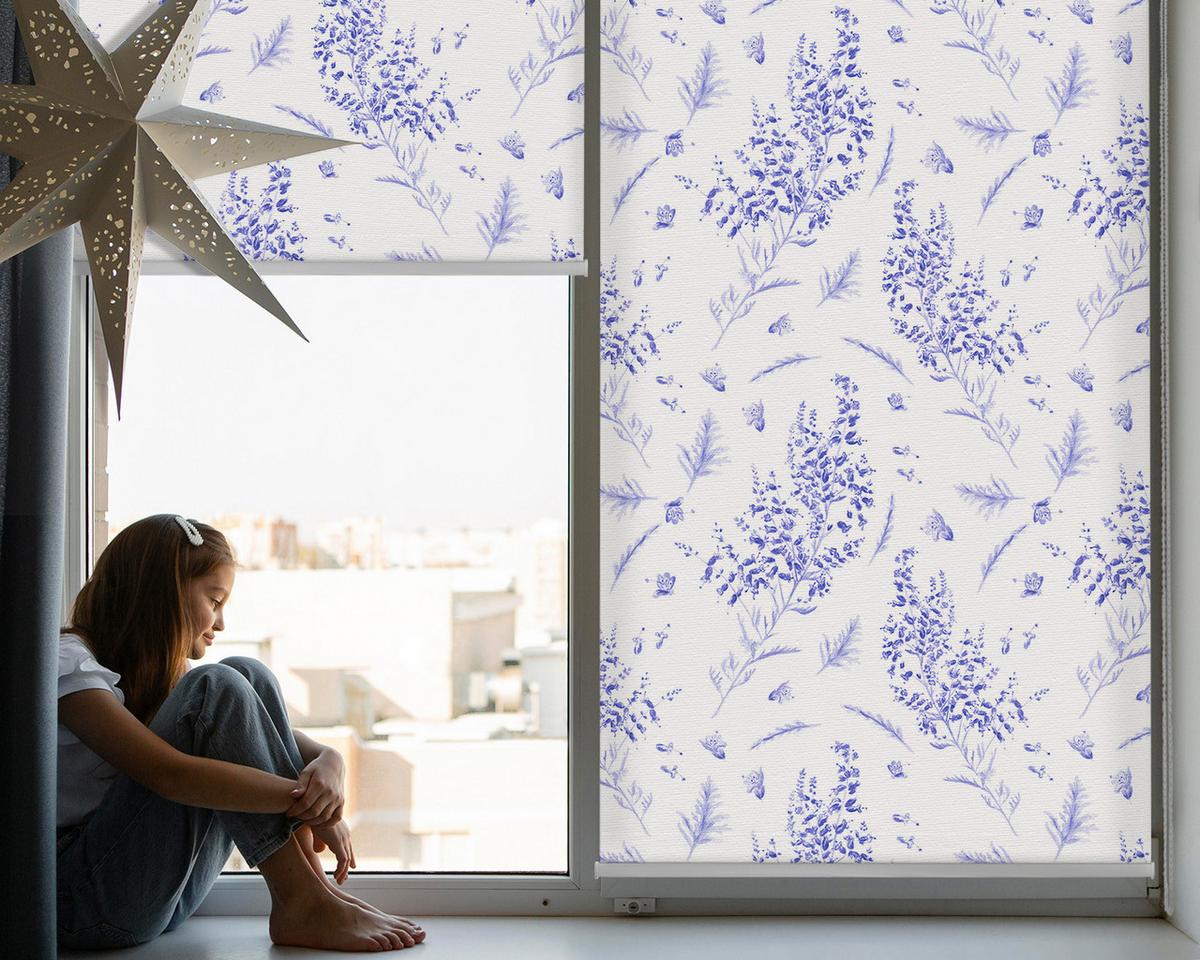 INNENROLLO - Fensterrollo - Rollo - 150x140 cm - Lila Pflanzen - Violett, Kunststoff (150/140/0.5cm) - TULUP