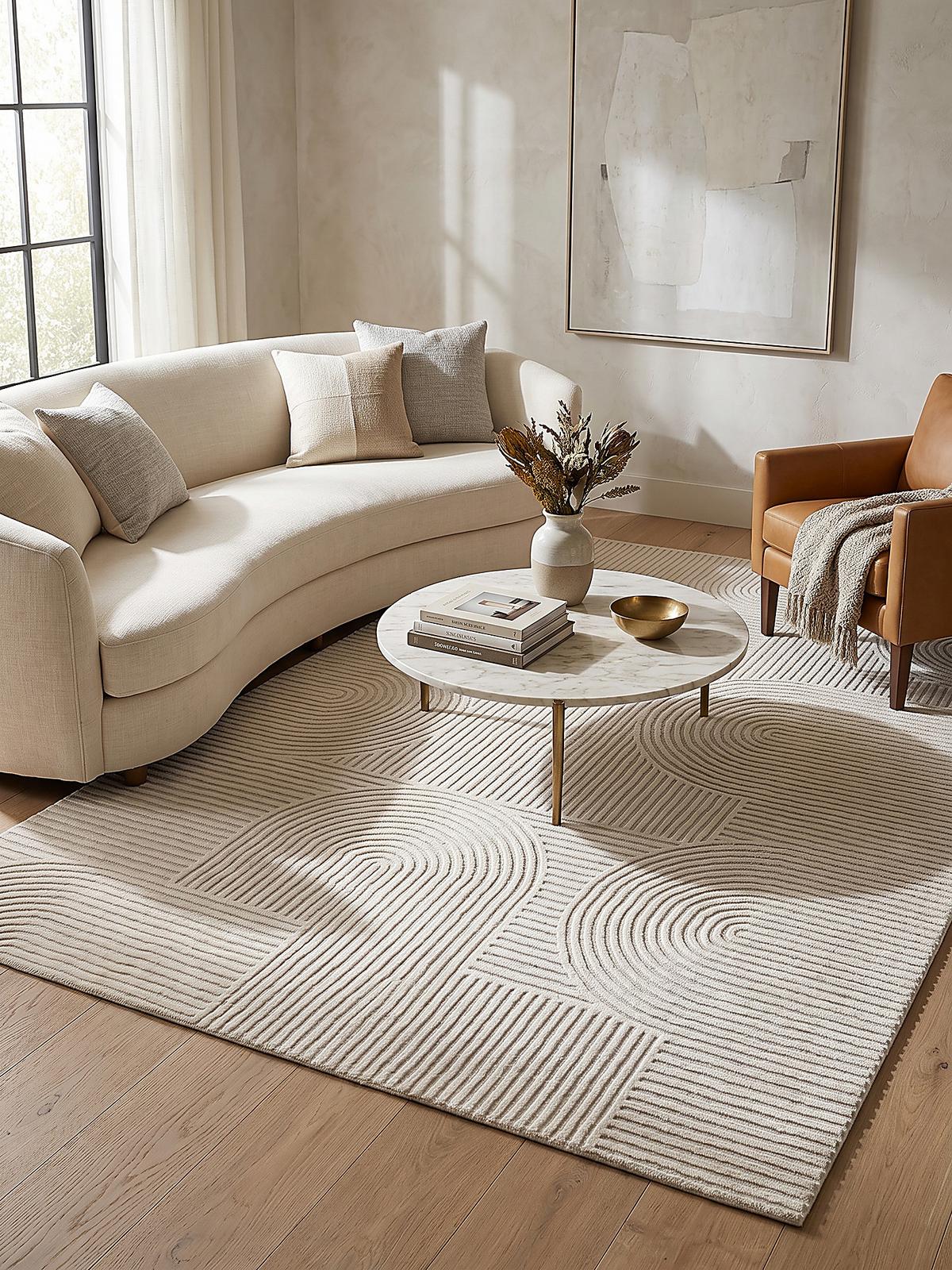 TEPPICH Kurzflor ERESMA Geometrisch Polyester Creme 80 x 150 cm - Creme, Textil (80/150cm) - KADIMA DESIGN