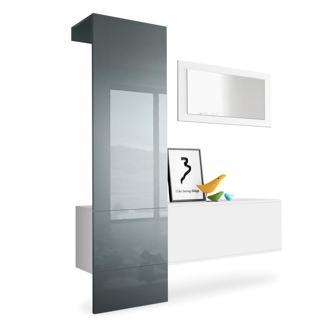 GARDEROBE Carlton Paneel in Grau Hochglanz - Grau, Holzwerkstoff (156/193/35cm) - Vladon