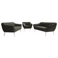 SITZGARNITUR PIRS 3+3+1 - Dunkelgrau Velvet - Weiße Beine - Dunkelgrau/Weiß, Holzwerkstoff/Textil (180/75/74cm) - MKS