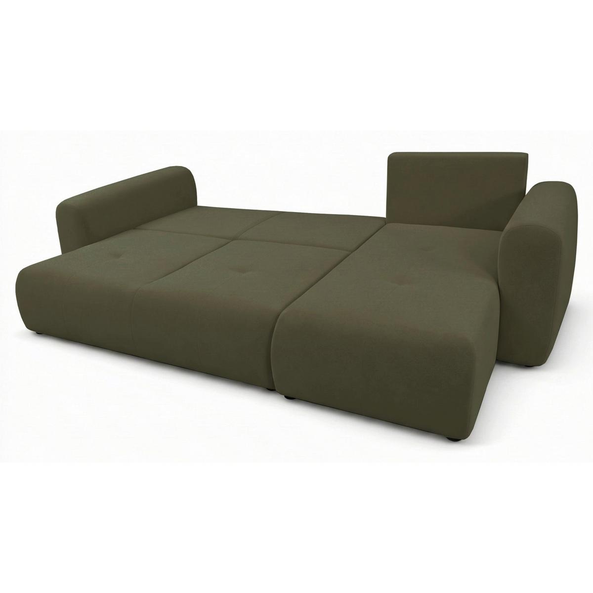 ECKSOFA Olido Olivgrün-Samt - Schwarz/Olivgrün, Kunststoff/Textil (245/150cm) - Selsey