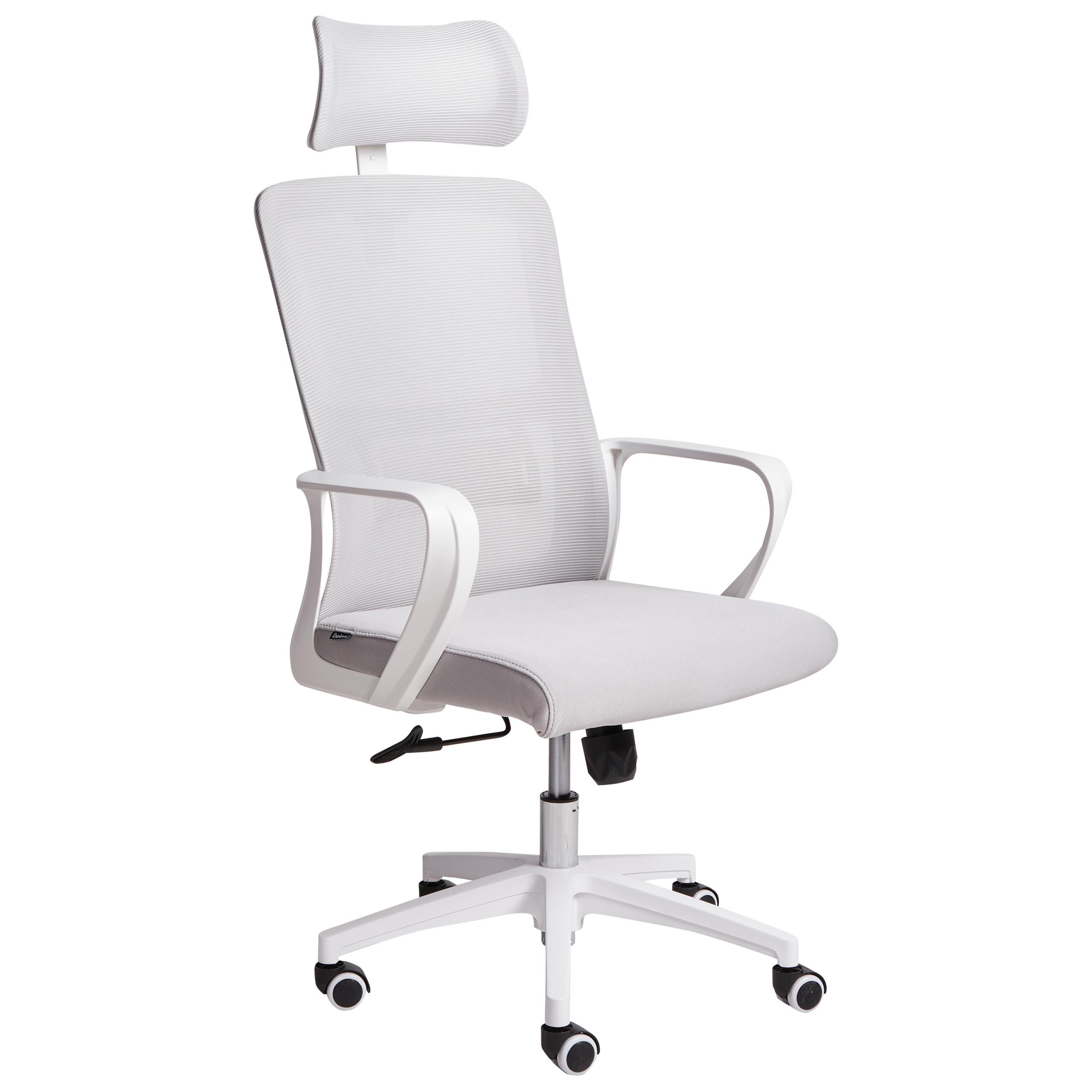 BÜROSTUHL Hellgrau Monarch - Hellgrau/Weiß, Textil (46/110/62cm) - Beliani
