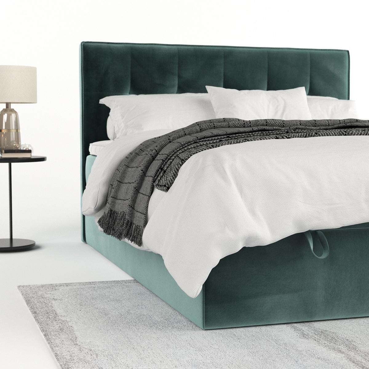 BOXBETT Tivra 180/200 cm Türkis im Kronos Stoff - Türkis/Schwarz, Holz/Holzwerkstoff (180/200cm) - AltaBeds