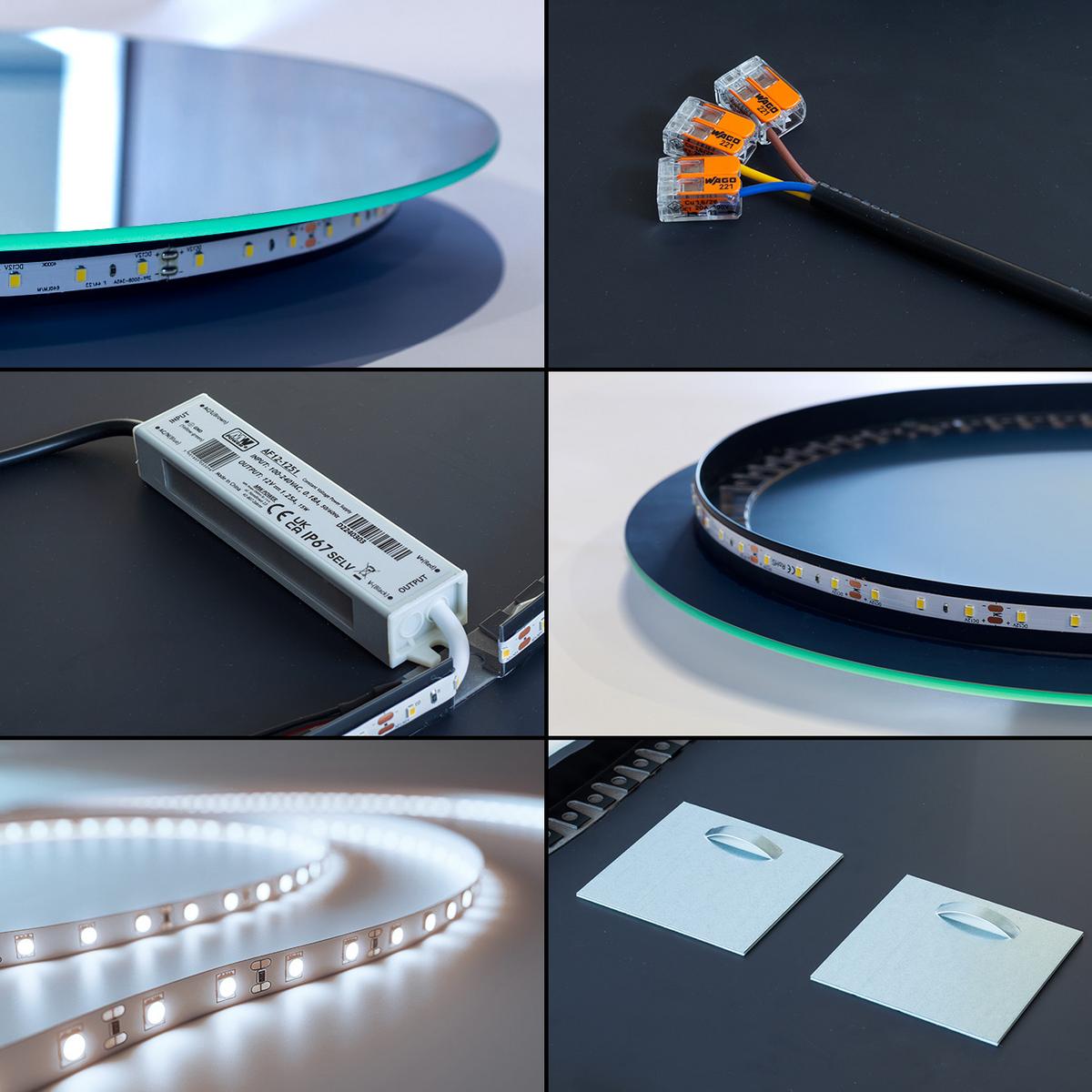 LED SPIEGEL 50 x 90 cm Unregelmäßige Form Kaltweiß 6500K - Blau, Glas (50/90/0.4cm) - TULUP