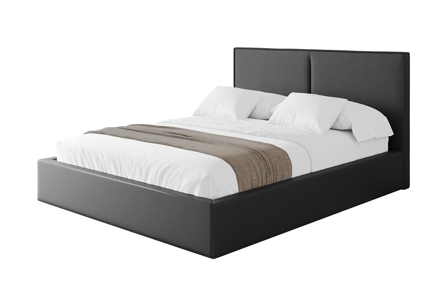 POLSTERBETT mit Bettkasten und Lattenrost, Bett mit Matratze H3/H4 - VANTO 180x200 Schwarz Kunstleder - Schwarz Hochglanz, Holzwerkstoff/Textil (180/200cm) - ALTDECOR