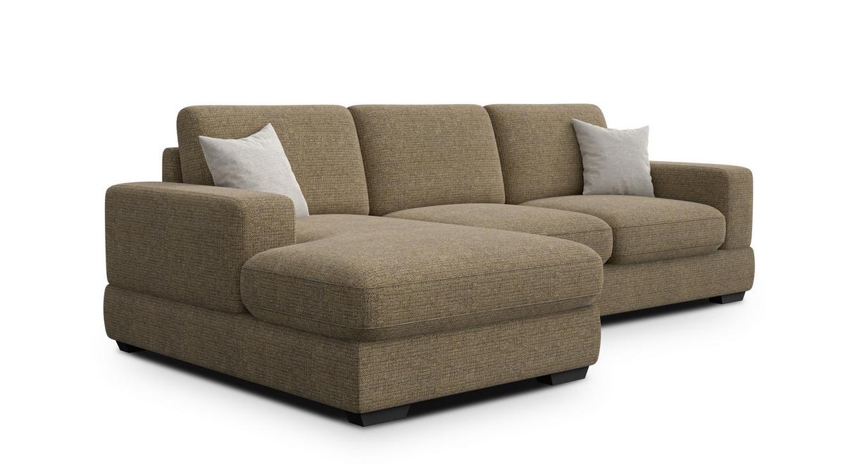 ECKSOFA OTTO 4-Sitzer, taupe - Taupe/Schwarz, Holz/Textil (279/159cm) - Wozimo