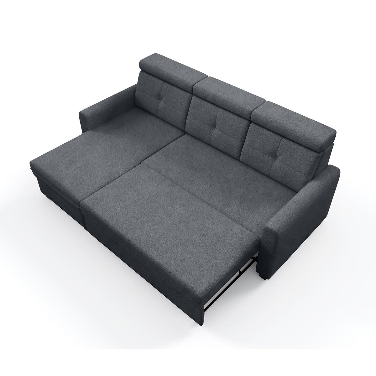 ECKSCHLAFSOFA Milano, Grau, links - Schwarz/Grau, Textil (217/166cm) - Beautysofa