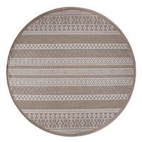 FLACHWEBTEPPICH, gestreift im Boho-Stil, Beige, Ø 120 cm - Beige, Textil (120/120cm) - KADIMA DESIGN