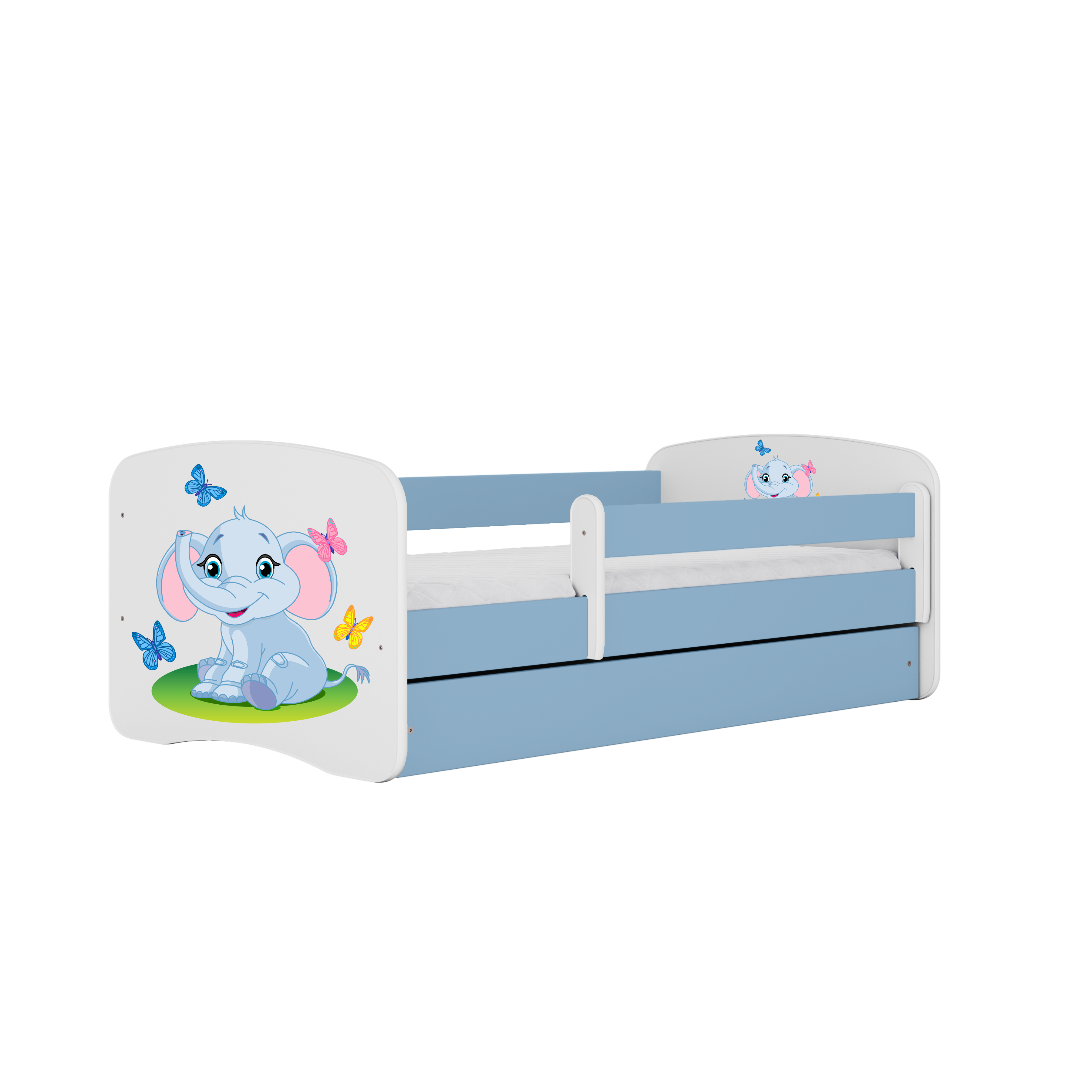 KINDERBETT Elefant mit Schublade 180/80 90/61/184 - Blau, Holzwerkstoff (80/180cm) - RAUMHIRSCH FURNITURE