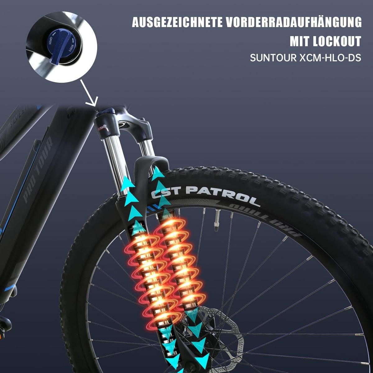 ELEKTROFAHRRAD 27,5 Zoll 25km/h Reichweite 50-90 km - Blau, Metall (125cm) - Nettlife
