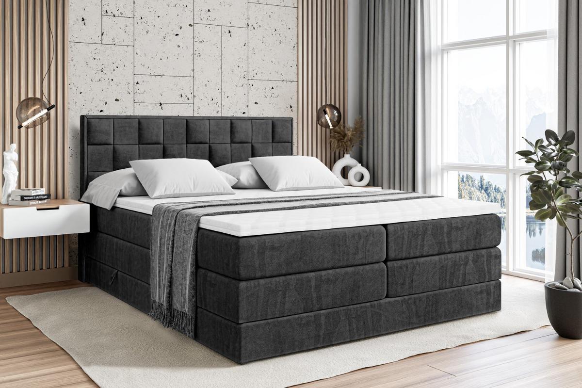 BOXSPRINGBETT ZAFIRA-BZ KING - 180 x 200 - H3/H4 - Schwarz - Schwarz, Holzwerkstoff (180/200cm) - ALTDECOR