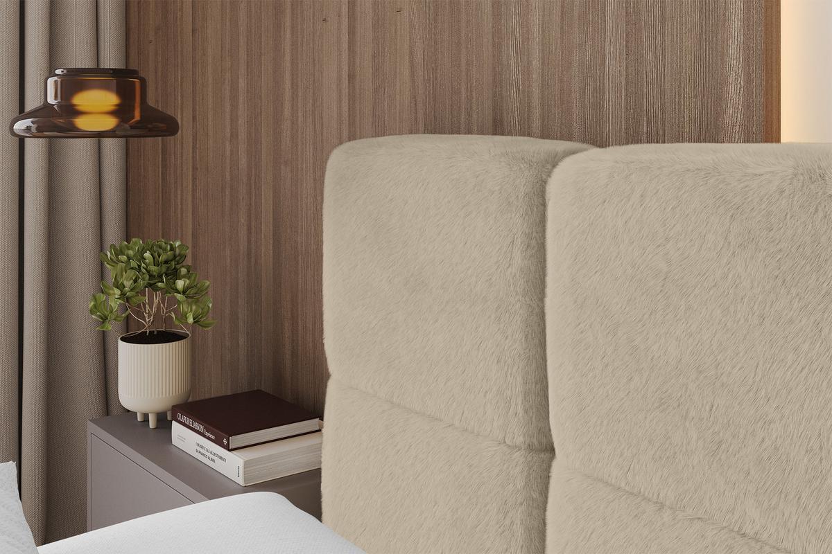 POLSTERBETT mit Bettkasten und Lattenrost, Bett mit Kopfteil, Boxbett ohne Matratze, Doppelbett mit Stauraum - NATA 200x200 Creme - Creme, Holzwerkstoff/Textil (200/200cm) - ALTDECOR