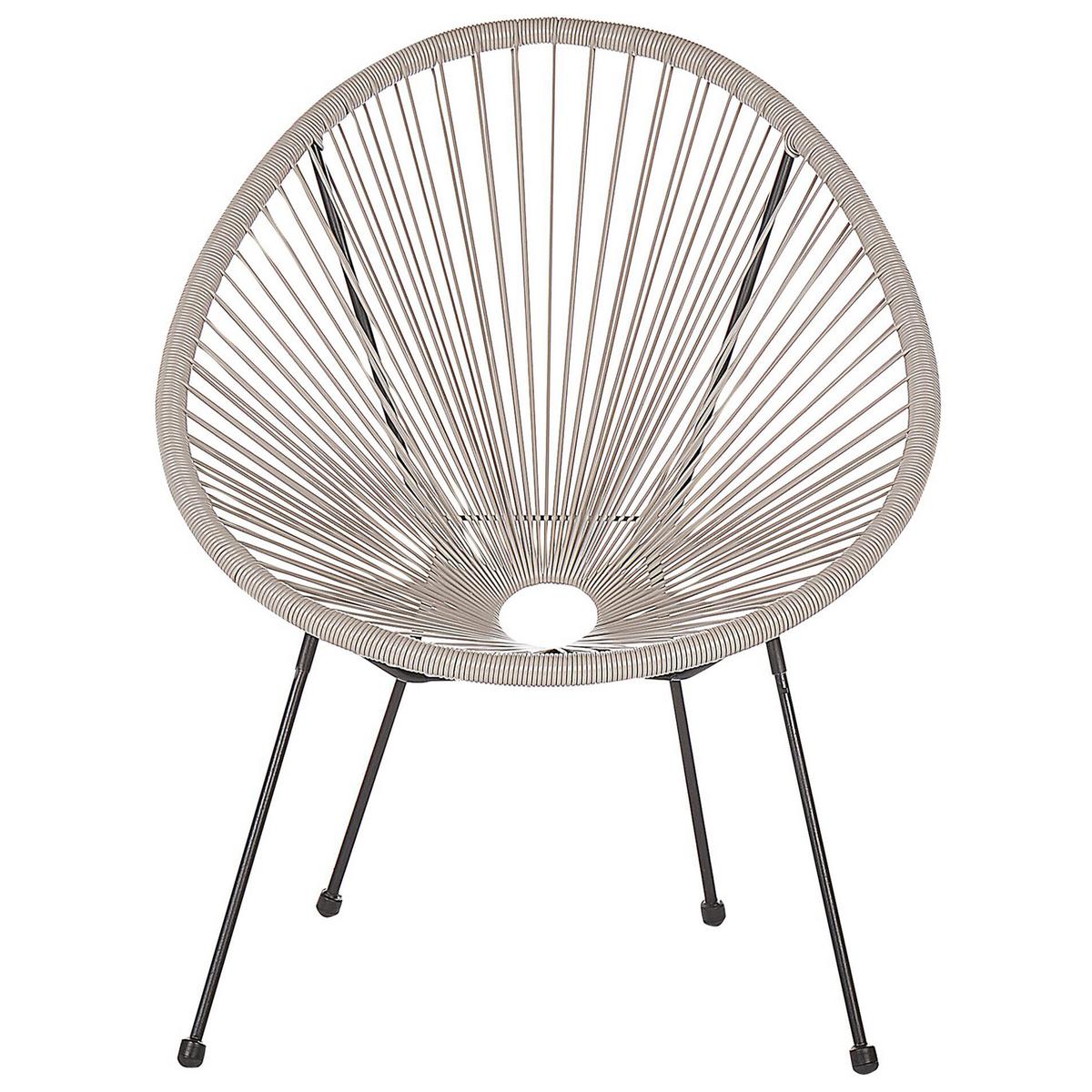 RATTANSTUHL 2er-SET Kunststoff hellgrau 70 cm Acapulco II - Hellgrau/Schwarz, Kunststoff (70/87/90cm) - Beliani