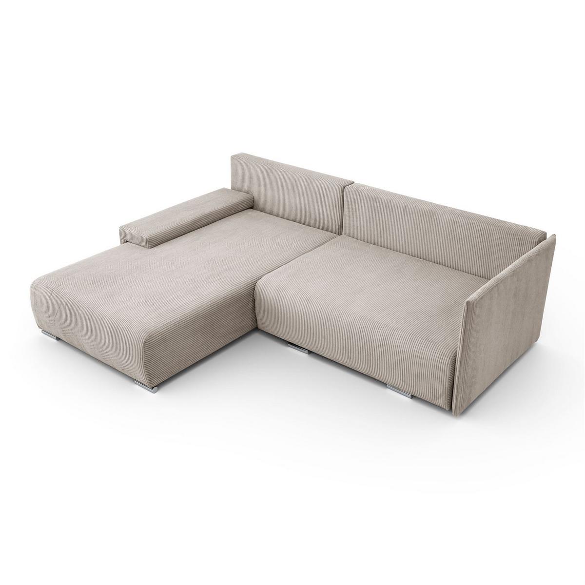 ECKSOFA LAVIO L mit Schlaffunktion und Bettzeugkasten Linke - Beige, Textil (246/188cm) - Lookway