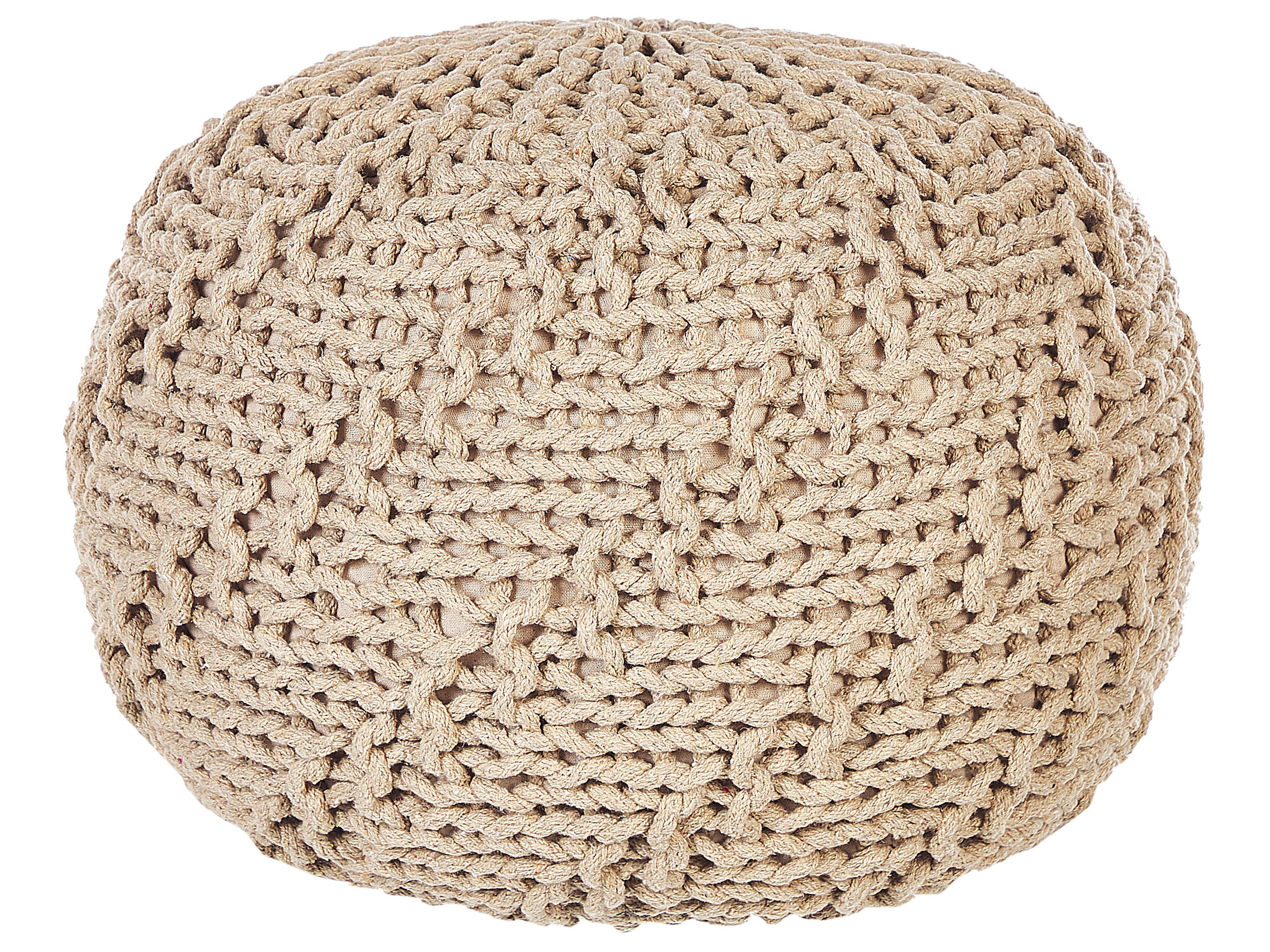 POUF Priene 50/50/35 cm - Beige, Naturmaterialien/Textil (50/35/50cm) - Beliani