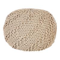 POUF Priene 50/50/35 cm - Beige, Naturmaterialien/Textil (50/35/50cm) - Beliani