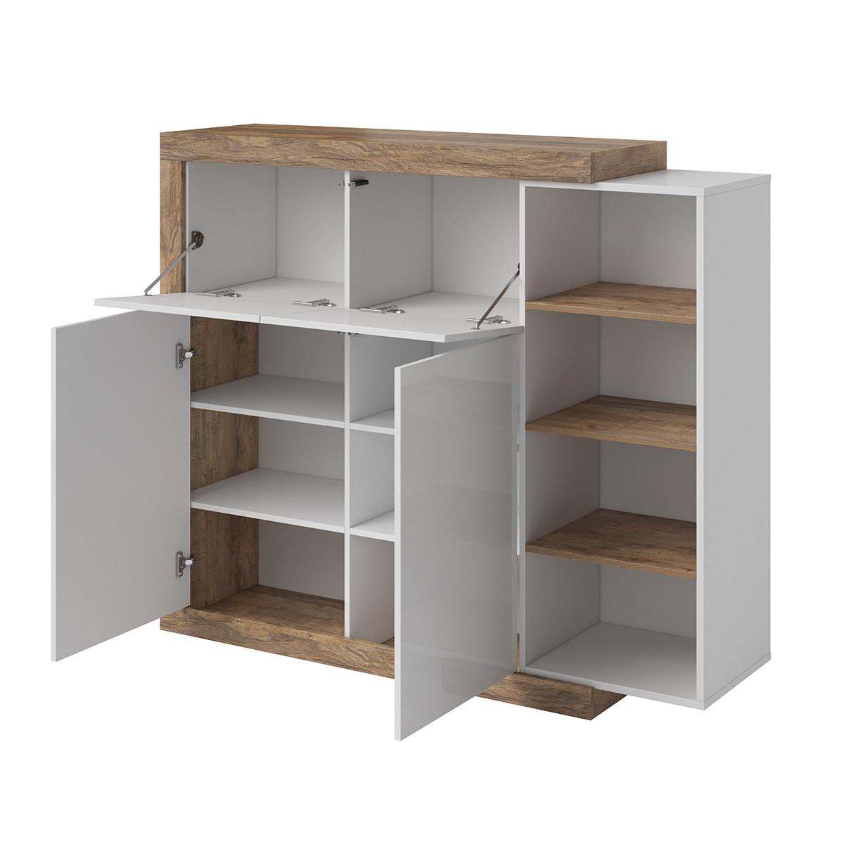 SIDEBOARD Azior Weiß und Holz - Weiß, Holzwerkstoff (150.7/127.7/40cm) - Petits-meubles