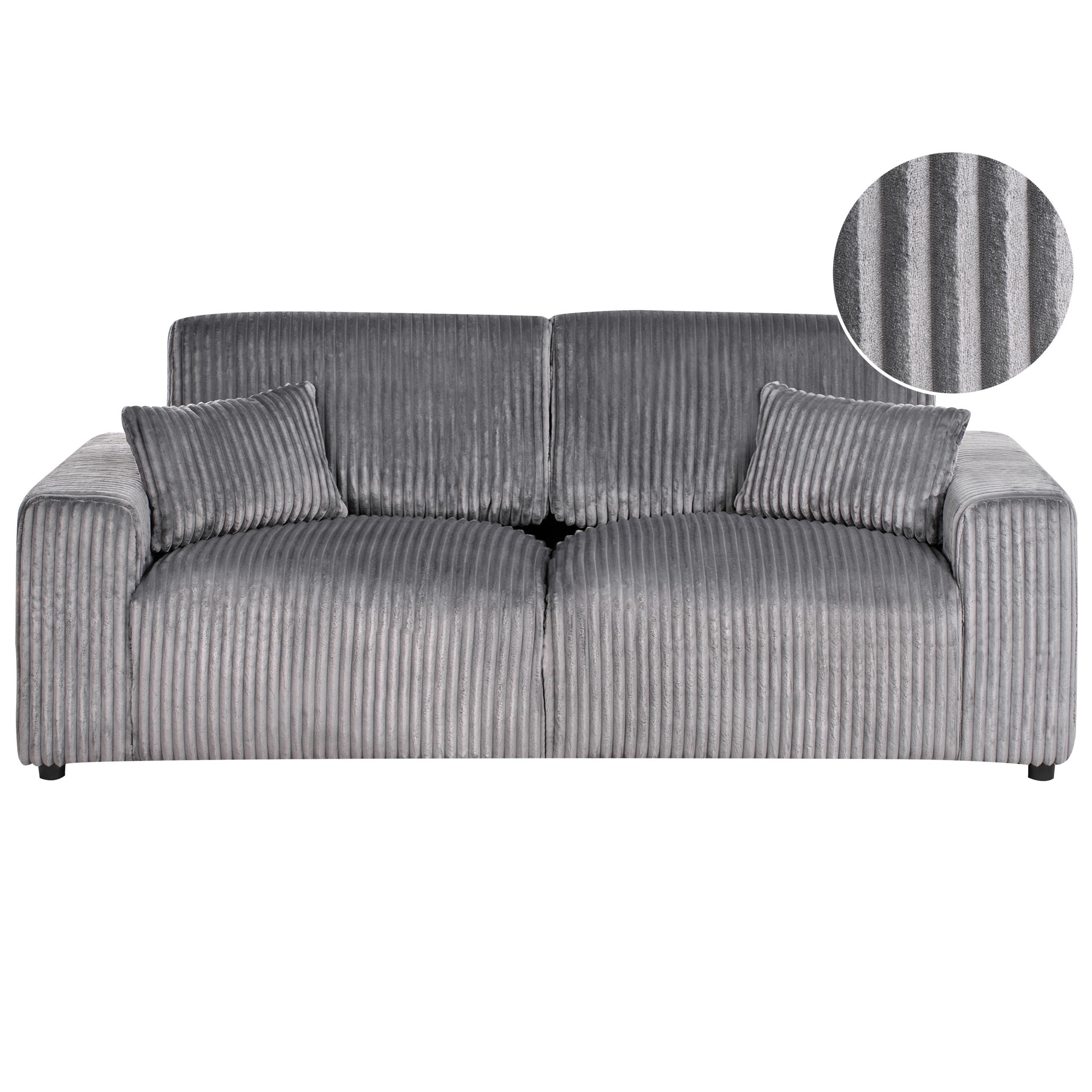 3-SITZER-SOFA Cord Grau Sandora - Grau, Textil (216/87/98cm) - Beliani