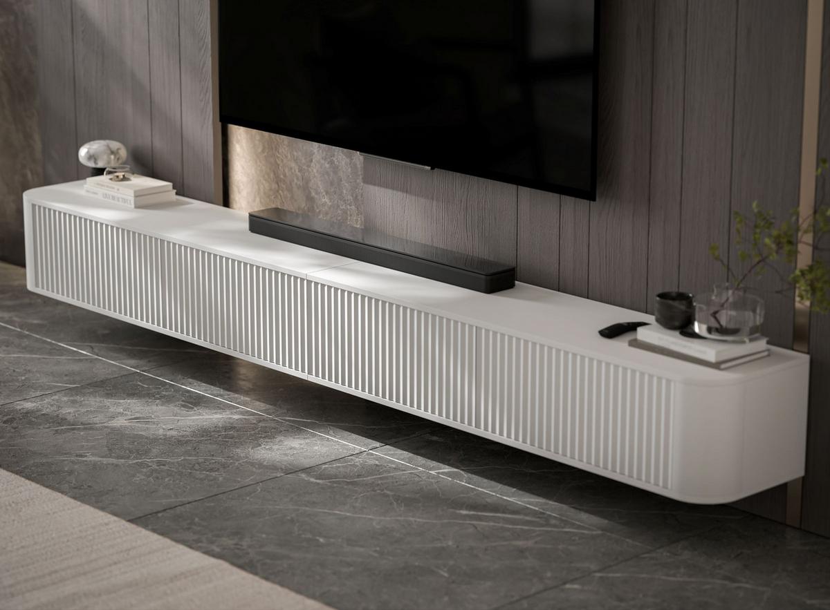 TV-LOWBOARD 2er-Set Aurora Weiß matt 280 cm - Weiß, Holzwerkstoff (280/30/35cm) - Meble Lindner
