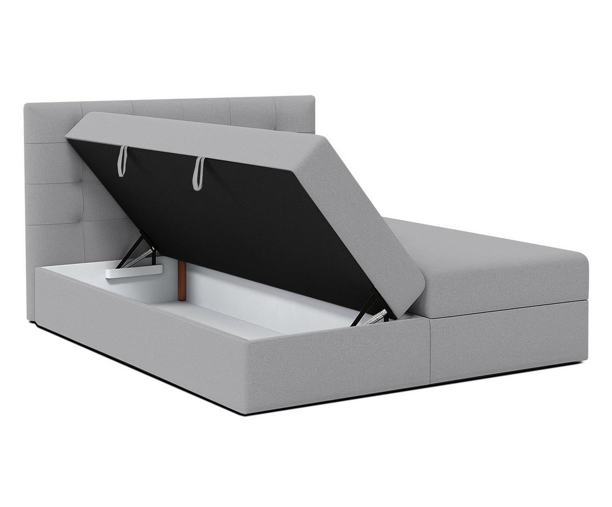 BOXBETT BELINAI 140x200 cm mit Bettkasten und Matratze - Grau + TOPPER - Schwarz/Grau, Holz/Holzwerkstoff (140/200cm) - AX Living