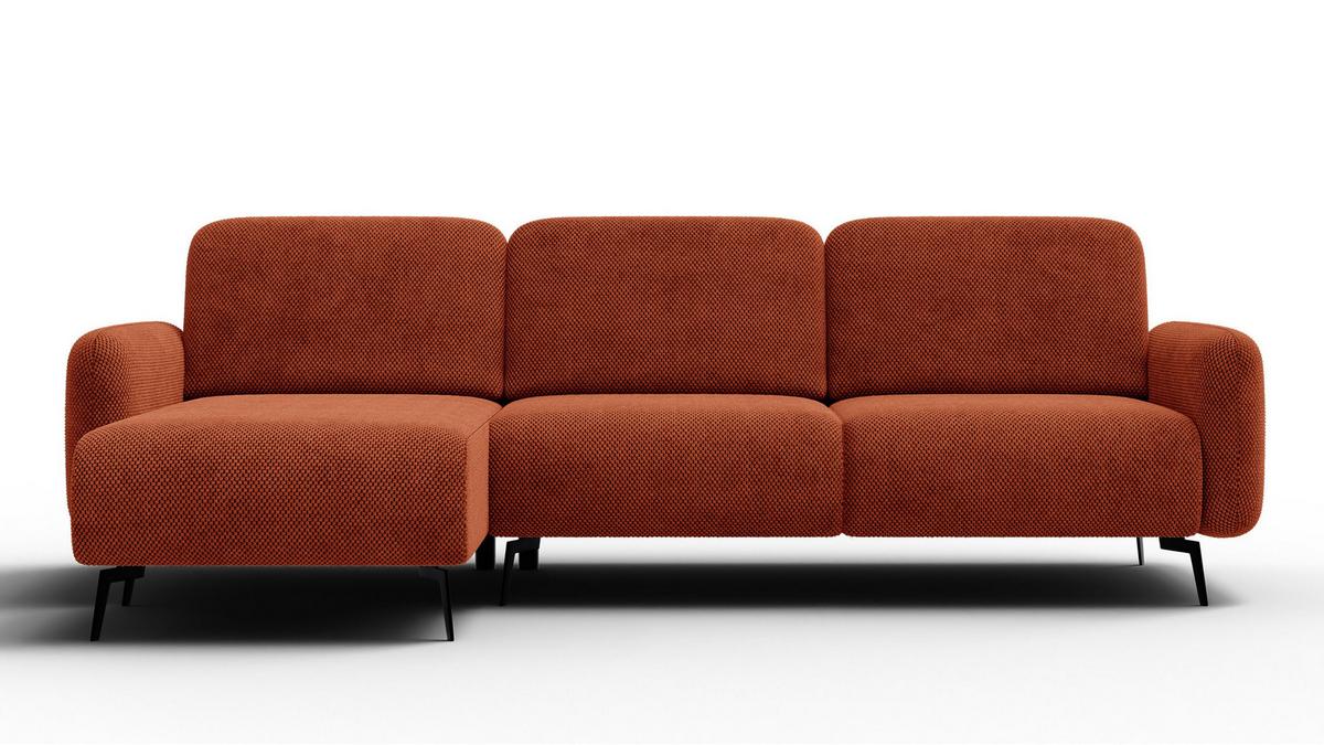 ECKSOFA FEBE 4-Sitzer links, dunkelorange - Dunkelorange/Schwarz, Holz/Textil (264/157cm) - Wozimo