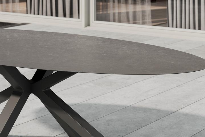 Gartentisch oval Anthrazit Glasplatte matt