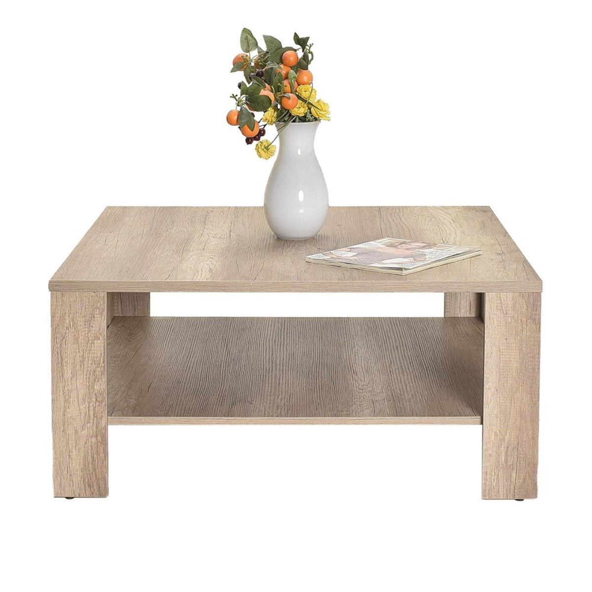 COUCHTISCH mit Ablagefach - lena 90/90/42 cm - Honigeiche, Holzwerkstoff (98/90/42cm) - Calicosy