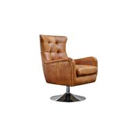 SESSEL RELEXA Braun Leder Drehbar (180°) - Silberfarben/Braun, Leder/Metall (69/95/77cm) - KAWOLA