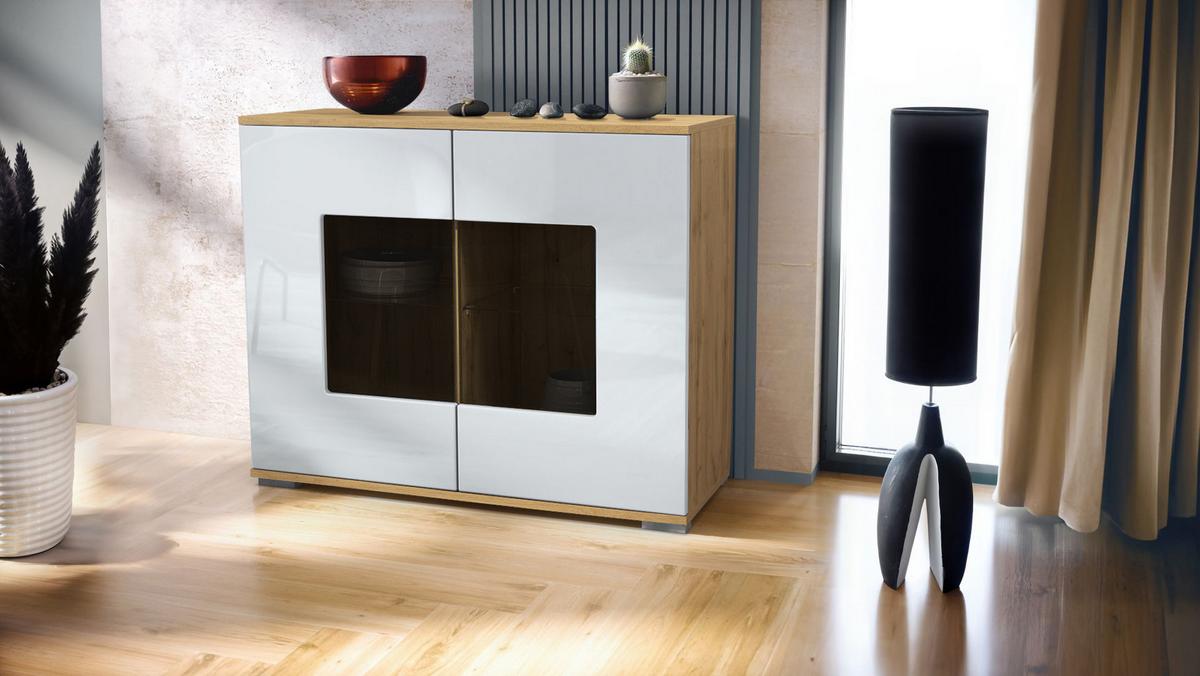 KOMMODE Grömitz Weiß Hochglanz - Weiß Hochglanz, Holzwerkstoff (92.5/75.5/35cm) - Vladon