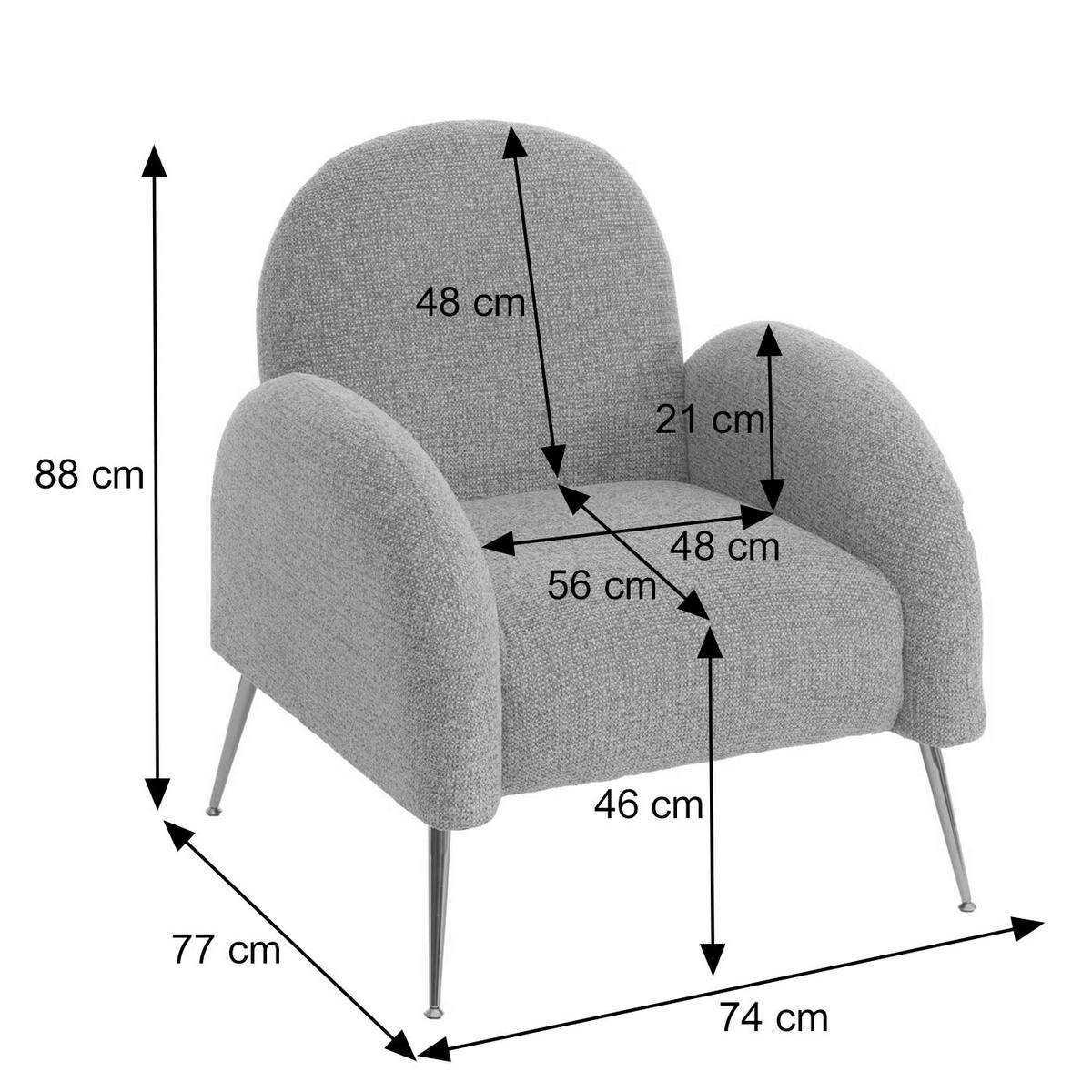 LOUNGE-SESSEL Grau - Grau, Textil (74/88/77cm) - MCW