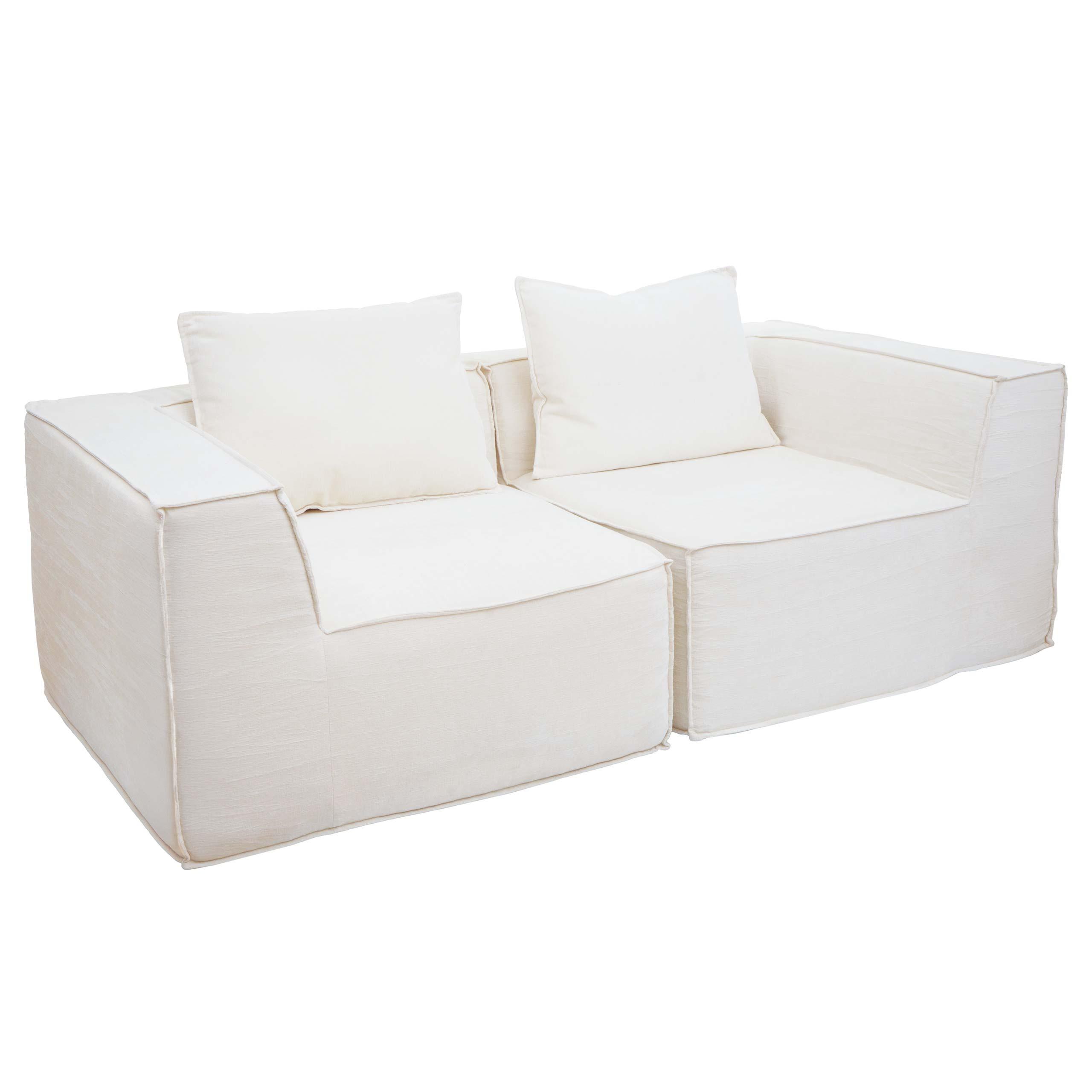 2ER-SOFA Cremeweiß - Weiß, Textil (194/63/97cm) - MCW