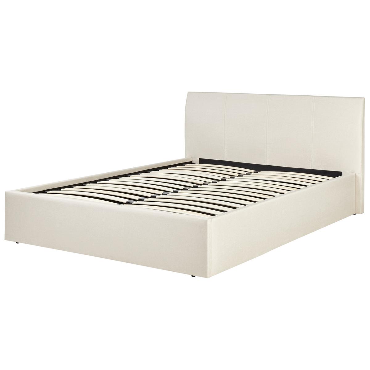 BETT mit Stauraum 140/200 cm Stoff Hellbeige Orbey - Beige, Textil (140/200cm) - Beliani