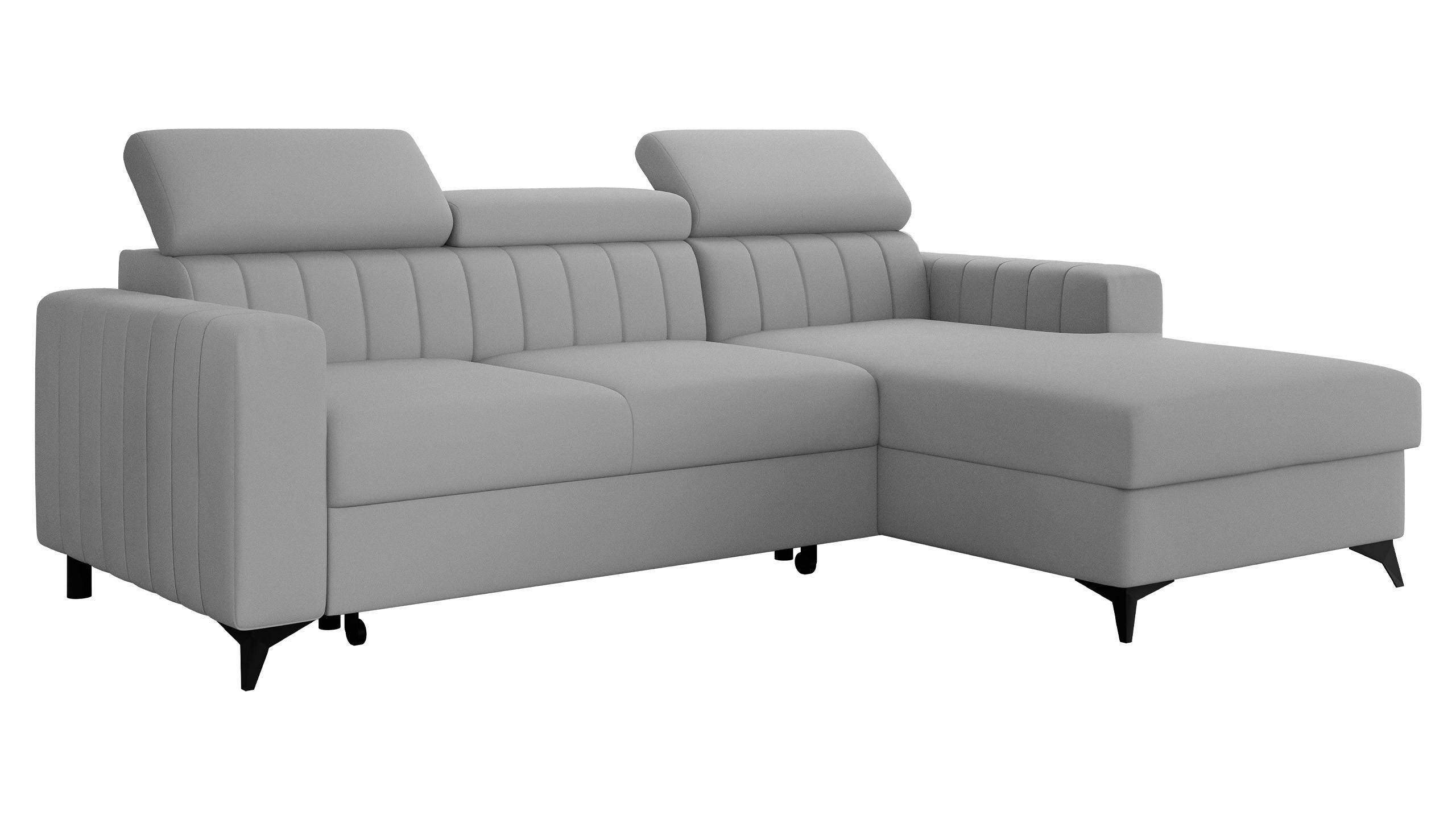 ECKSOFA Milano, Seite: Rechts 2R+LC - Hellgrau/Schwarz, Holz/Textil (172/236cm) - MIRJAN24