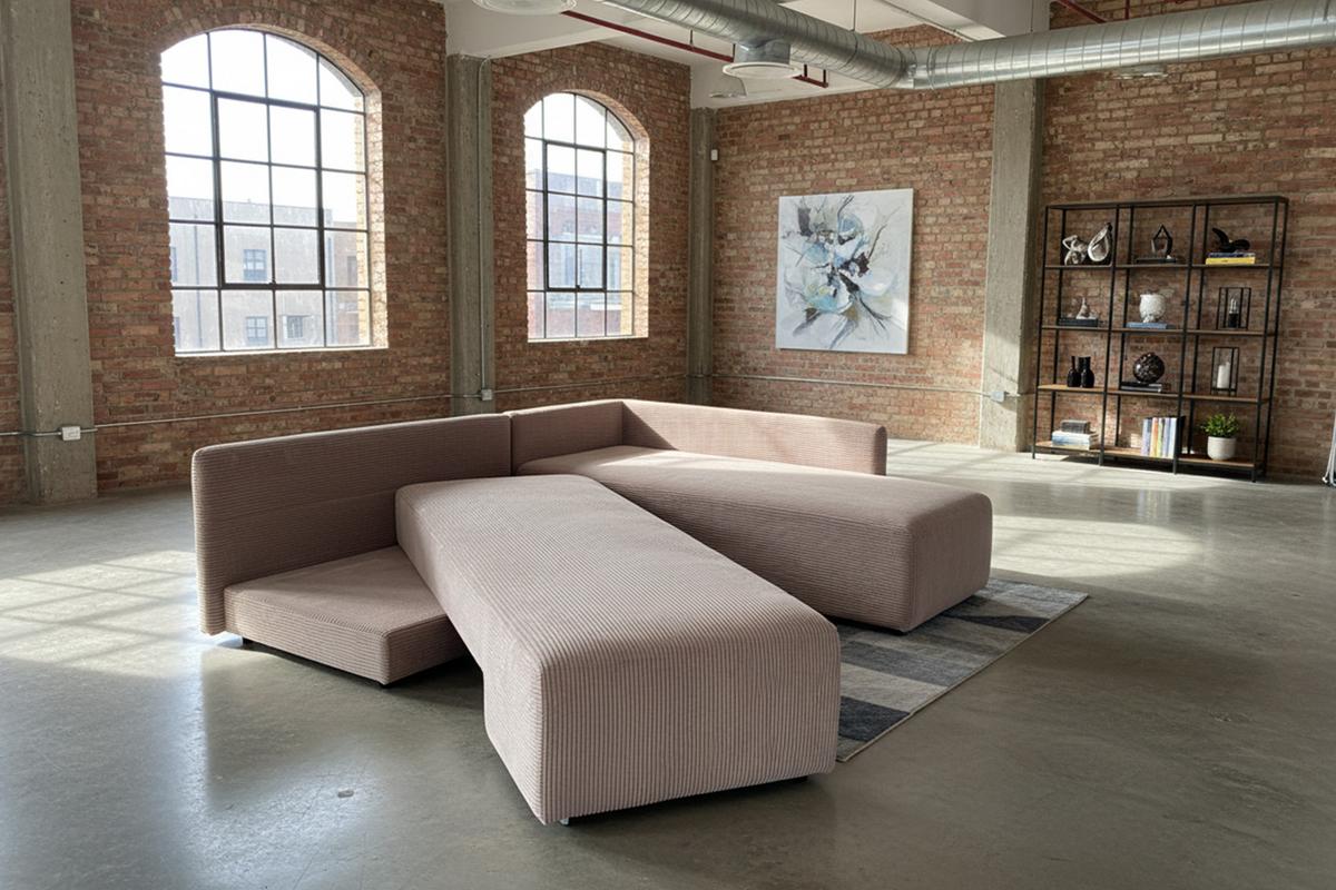 SCHLAFSOFA SADIRA Taupe Cord - Taupe/Schwarz, Kunststoff/Textil (288/209cm) - KAWOLA