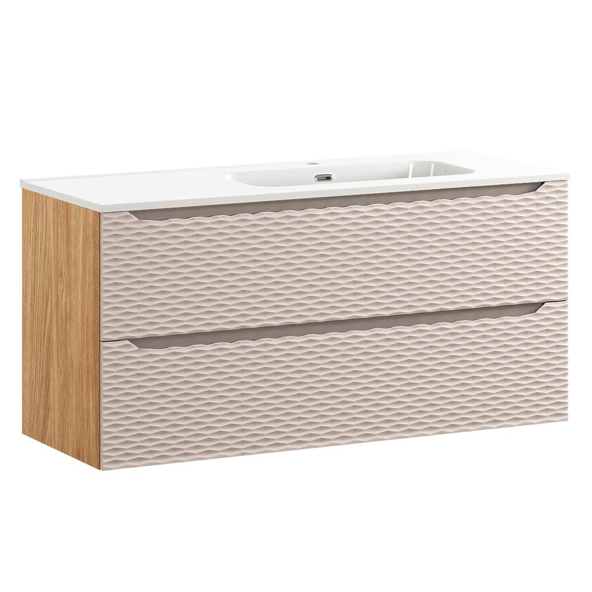 WASCHTISCH 120cm Elora Beige und Holz - Braun, Holzwerkstoff (120/57/46cm) - Petits-meubles