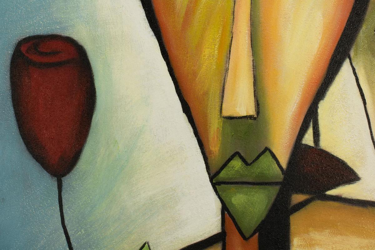 ACRYLBILD HANDGEMALT 80/80 cm - Blau/Gelb, Holz/Textil (80/80cm) - KUNSTLOFT