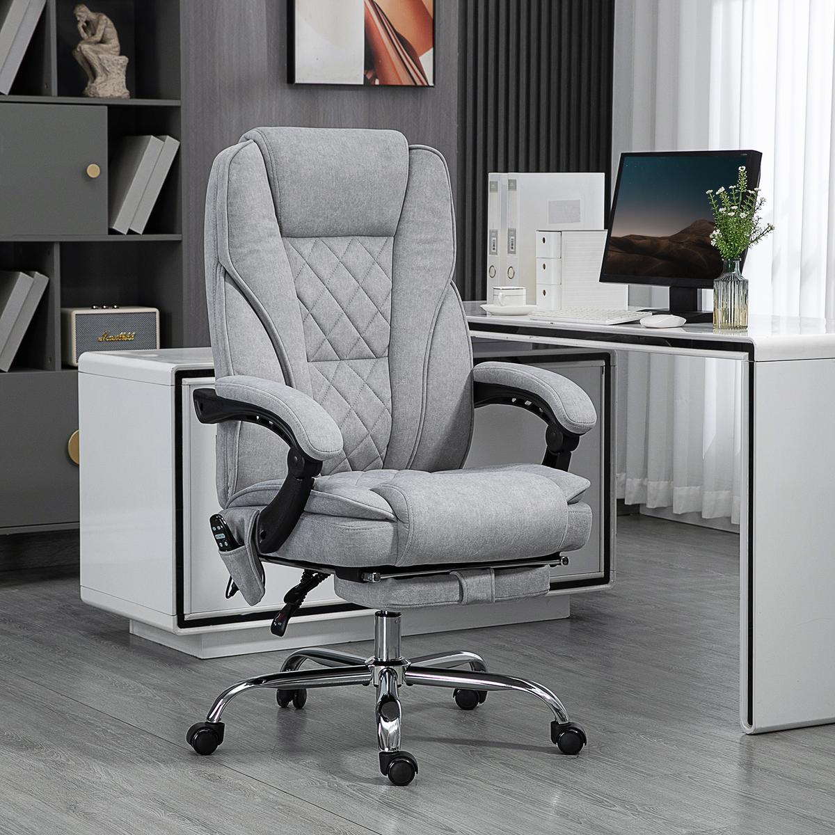 BÜROSTUHL mit Vibrtationsmassage, Ergonomischer Schreibtischstuhl mit Heizung - Grau, Metall (67/119/72cm) - Vinsetto