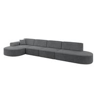 ECKSOFA Ottomane Links MARI-L3 - 413x171x79 cm Dunkelgrau Cord - Dunkelgrau/Schwarz, Holzwerkstoff/Kunststoff (165/406cm) - ALTDECOR