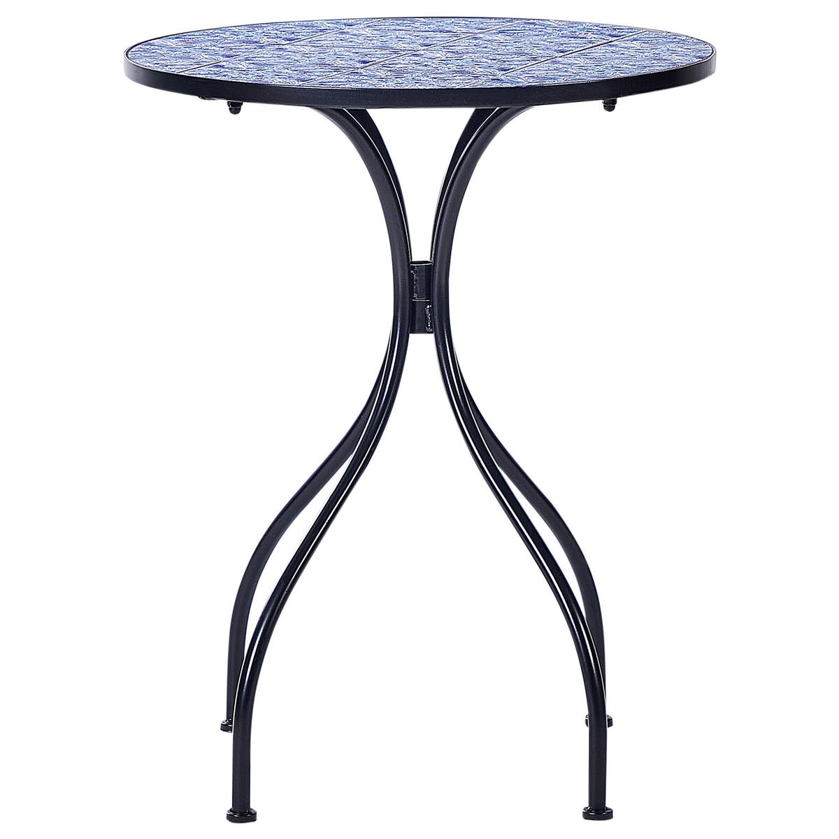 GARTENTISCH Keramik Schwarz Cigliano - Blau/Schwarz, Metall (75/60/60cm) - Beliani