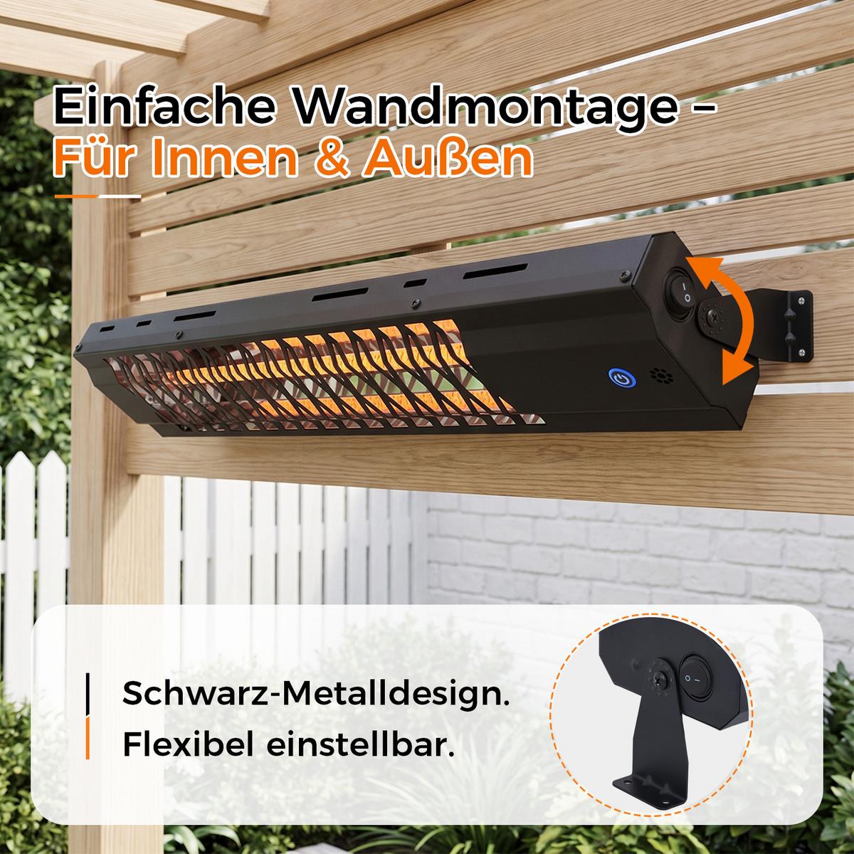 INFRAROTHEIZUNG Quorlen 65/13.1/6 cm - Schwarz, Metall (13.1/6/65cm) - ZMH