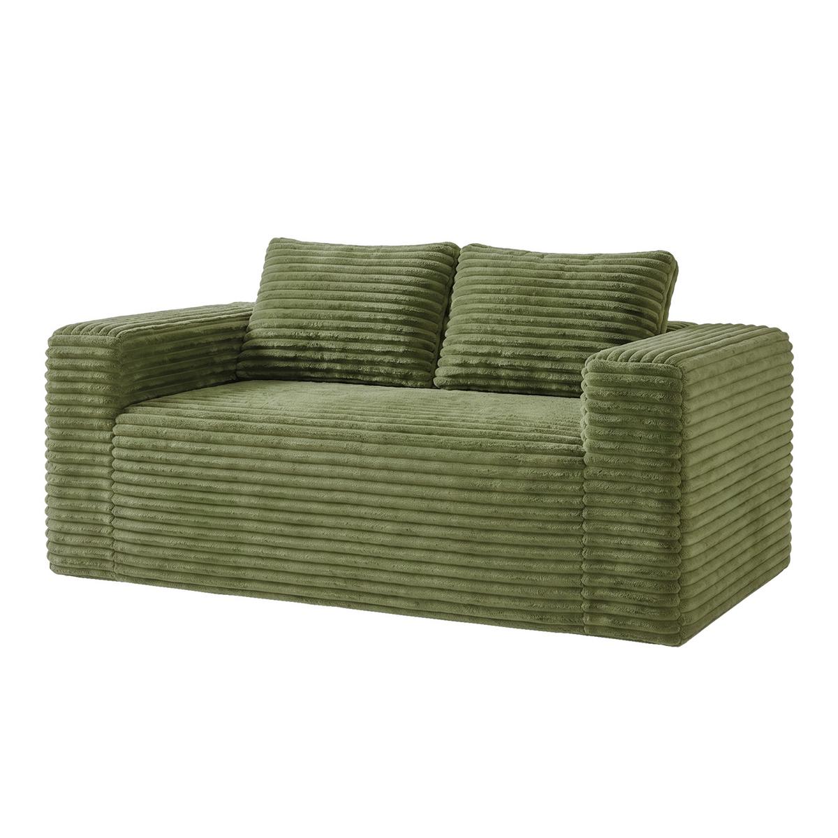 2-SITZER SOFA 160cm Cord-Sofa Bodensofa ohne Montage - Grün, Textil (160/58/88cm) - Urban Meuble