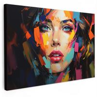 LEINWANDBILD Frau - Porträt - Farbenfroh - Kunst XXL 150x100 cm - Multicolor, Textil (150/100cm) - MuchoWow