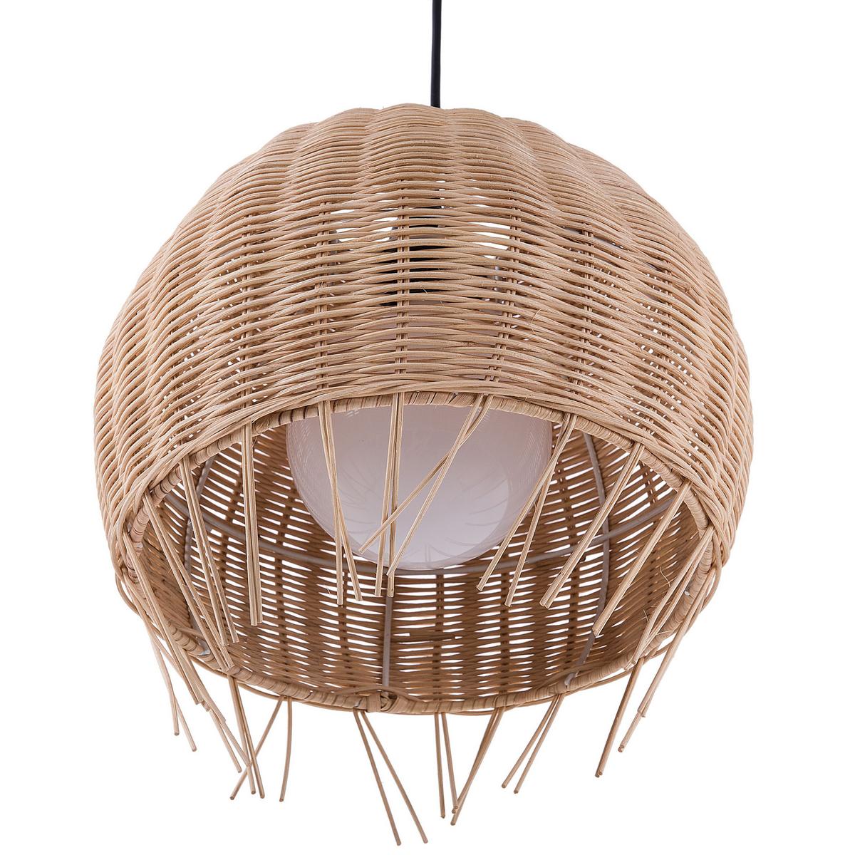 HÄNGELEUCHTE Drino 27/27/150 cm - Beige, Naturmaterialien (27/27/150cm) - Beliani